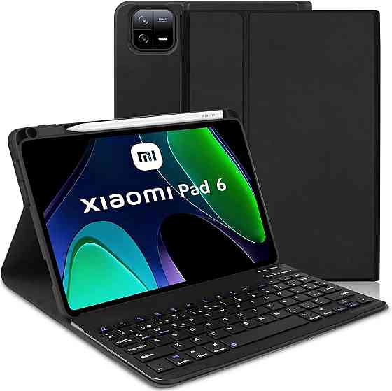 Чохол-клавіатура для Xiaomi Pad 6, 6 Pro 11” 2023, магнітна знімна Bluetooth з тачпадом, тримачем для стилуса, чорний для планшета Київ