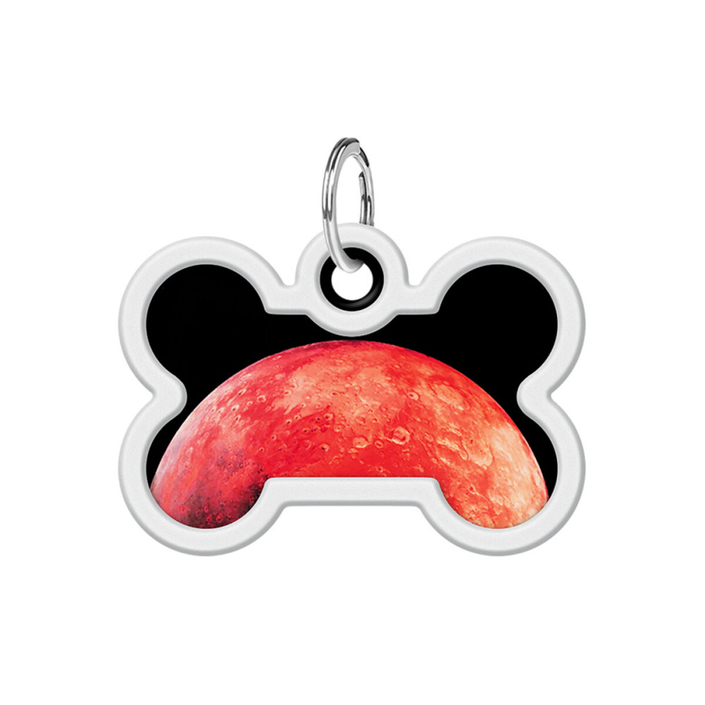 Адресник для собак і котів металевий WAUDOG Smart ID з QR паспортом, малюнок "Марс", кістка, Д 40 мм, Ш 28 мм Київ - фото 2