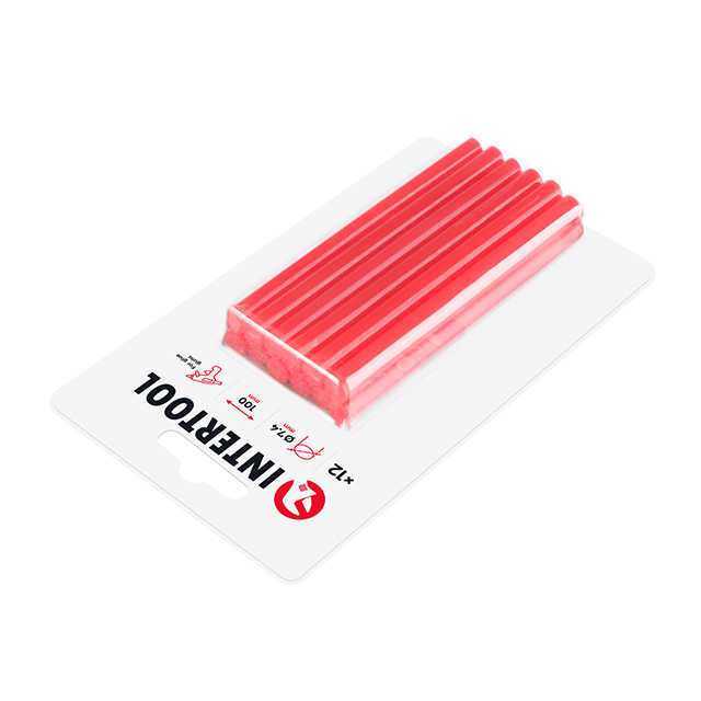 Комплект клейових стрижнів червоних, 7,4×100 мм, 12 шт. INTERTOOL RT-1043 Київ - фото 2
