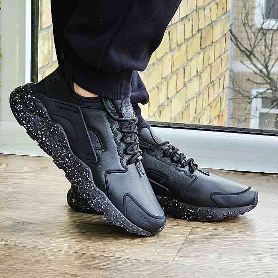 Чоловічі Чорні Кросівки Nike Huarache Шкіряні Найк (розміри: 41,42,43,44,45) Відео Огляд Дніпро