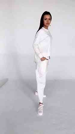 Жіночий повсякденний прогулянковий костюм двойка двонитка Білий, 48/52 Одеса