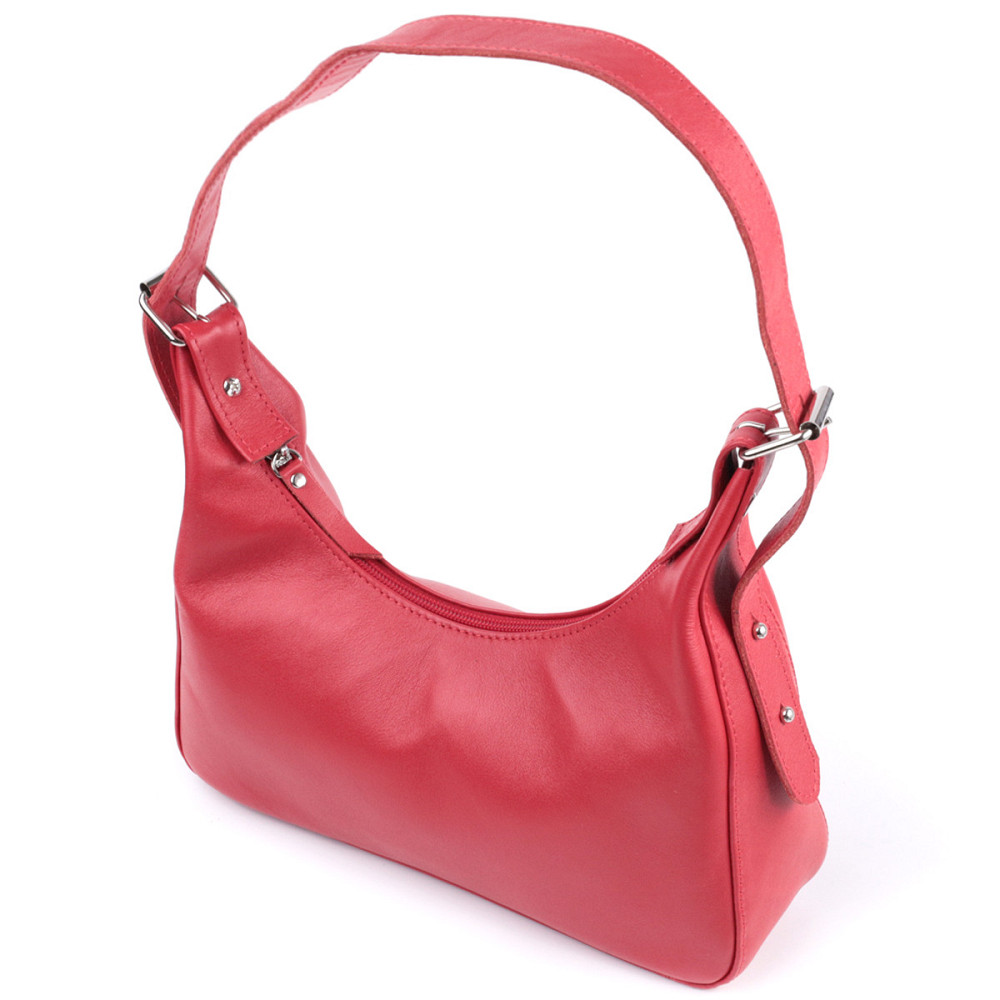 Яскрава сумка багет з регульованим ременем з гладкої натуральної шкіри Shvigel 22832 Червона Київ - фото 2