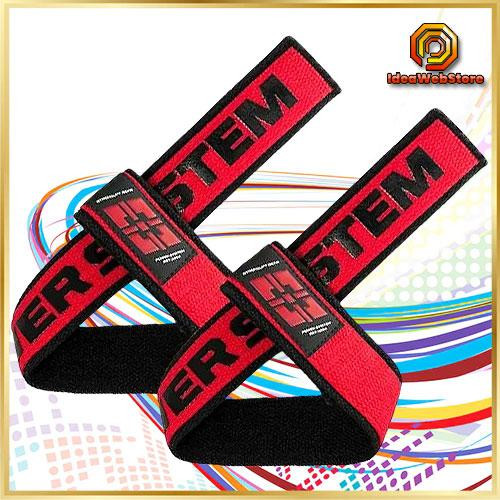 Лямки для станової тяги штангіста ремені для штанги Power System для надійного хвата і захисту зап'ястя червоні Київ - фото 1