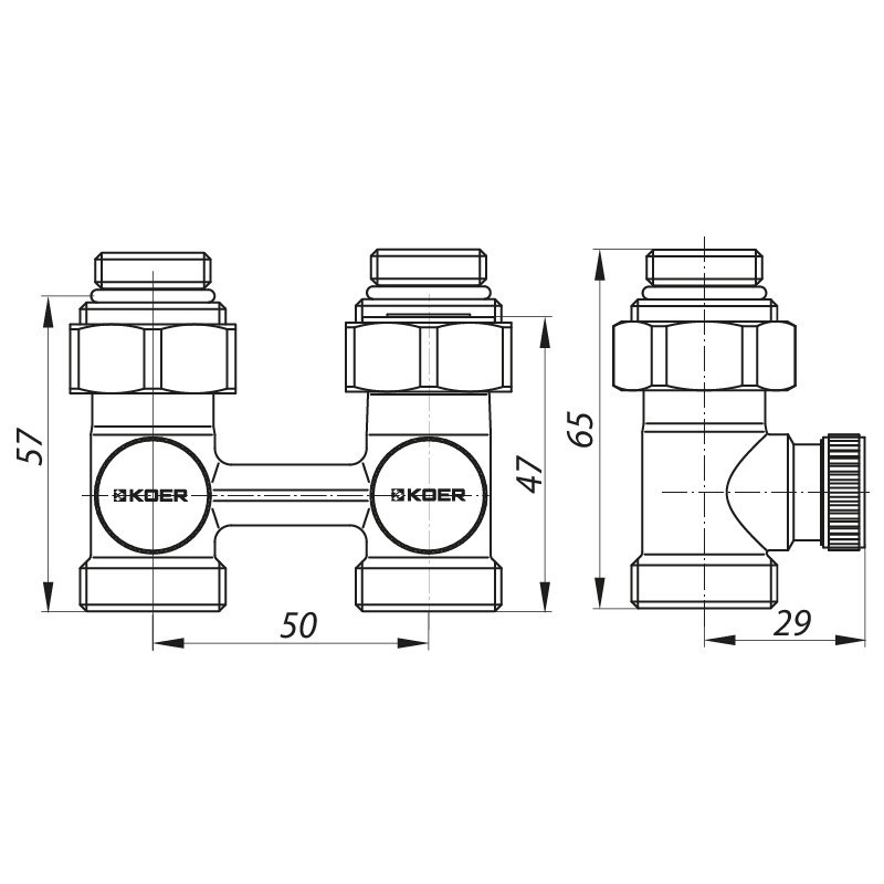 Вузол нижнього підключення радіатора прямий 3/4''  Koer KR.1131   ( KR2815 ) 29878 Харків - фото 2