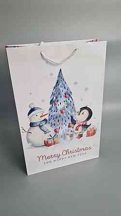 Новорічний,картонні пакети з ручками Гігант вертикальний 30х47х12-009 (12 шт.) Харків