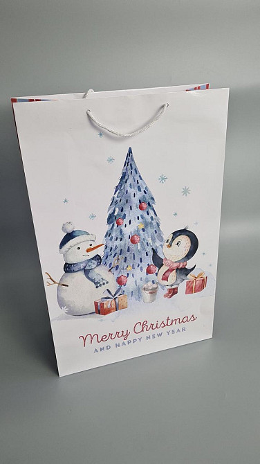 Новорічний,картонні пакети з ручками Гігант вертикальний 30х47х12-009 (12 шт.) Харків - фото 1