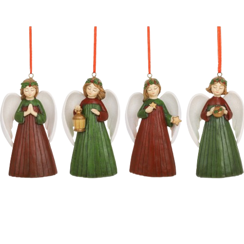 Декоративная подвеска Ангел 7*4.2*13см, 4 дизайна, цвет - красный с зеленым Житомир