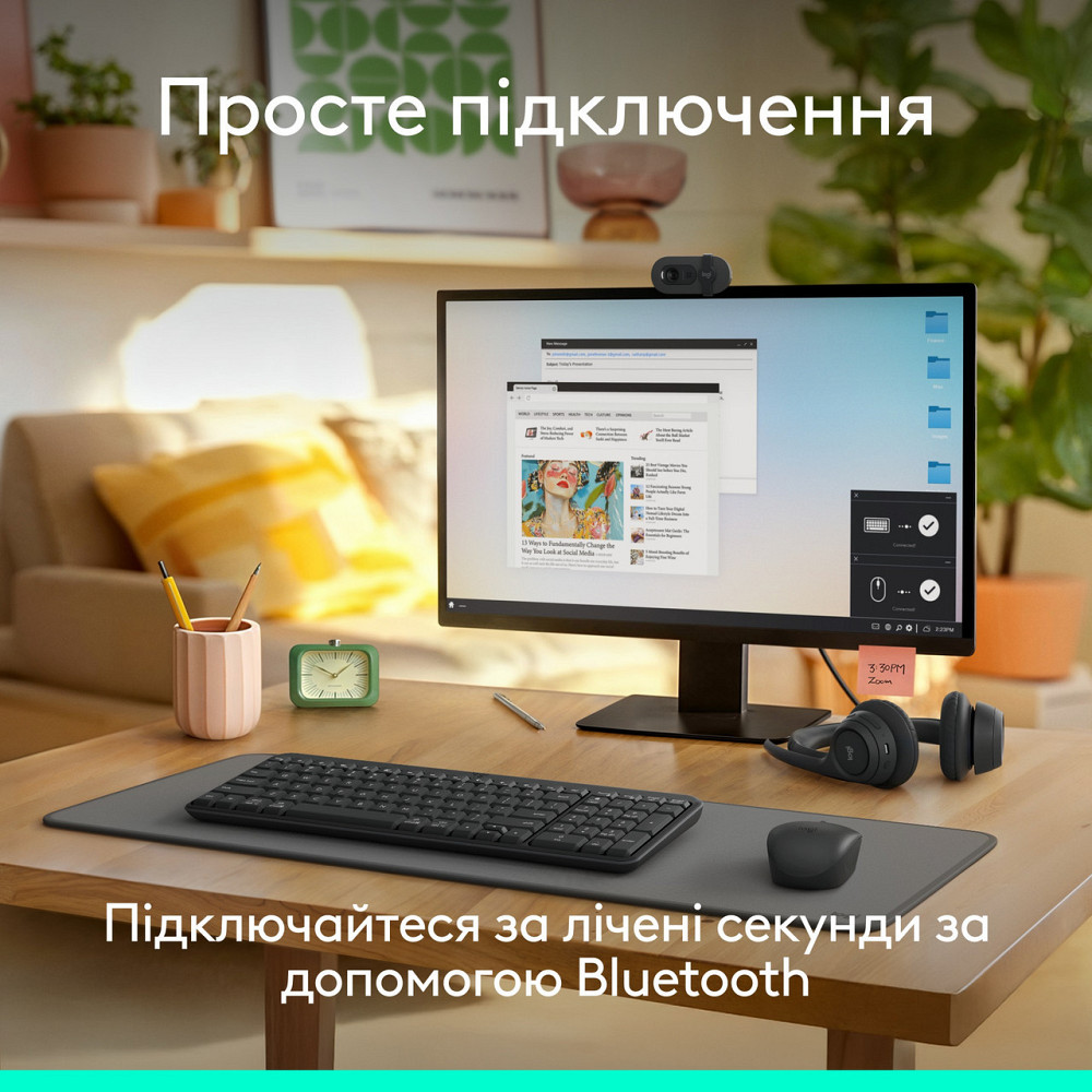 Комплект (клавіатура, миша) бездротовий Logitech MK250 Graphite (920-013823) ( Сірий ) Харків - фото 2