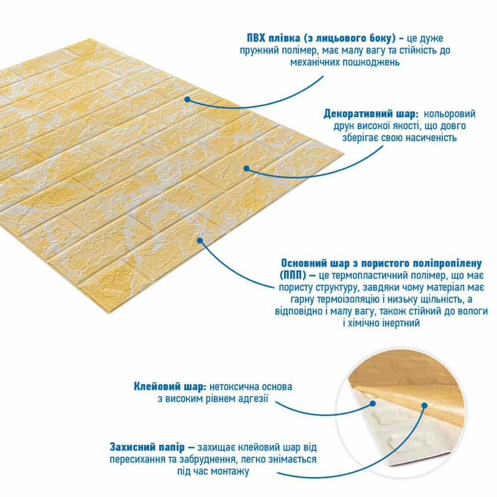 Панель стінова 3D 700х770х2мм (062-2) Мармур Бежевий SW-00001911 Дніпро - фото 2