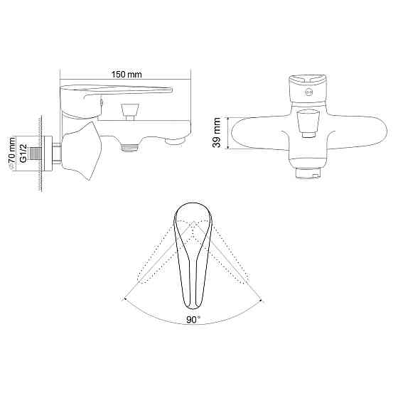 Змішувач для ванни RJ KINK з душовим гарнітуром (RBZZ003-3) Київ