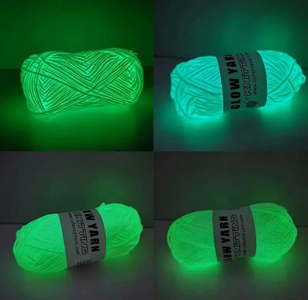 Светящаяся в темноте пряжа флуоресцентная, цвет белый 2 мм, 50 грамм. Киев - изображение 2