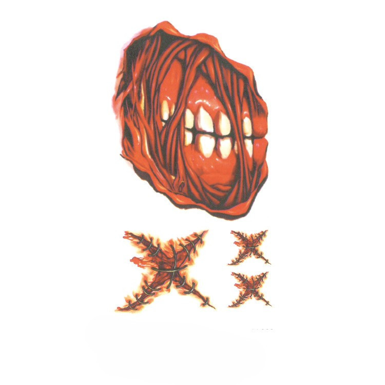 Тату наклейки Щелепа та рани для Хелловіну 10 на 6 см червоний Київ - фото 1