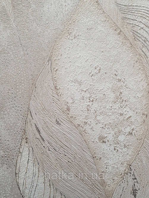 Обои виниловые на флизелине метровые Sintra Edelina абстракция волны листья 3д бежевые серебро Киев - изображение 3