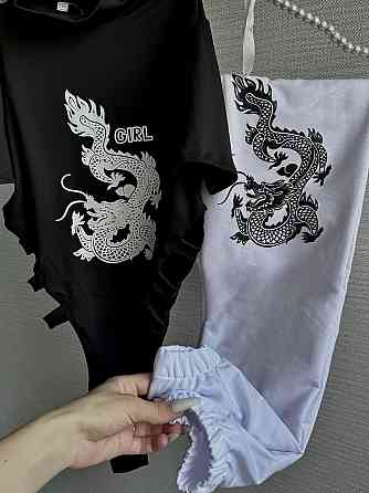 Женский прогулочный костюм двойка: боди + штаны двунить + микродайвинг Одесса