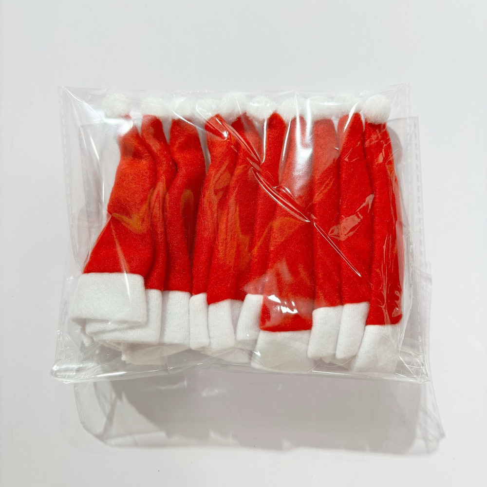 Новогодние украшения для стола Шапки в наборе 10 штук 12 на 6 см красно-белый Киев - изображение 8