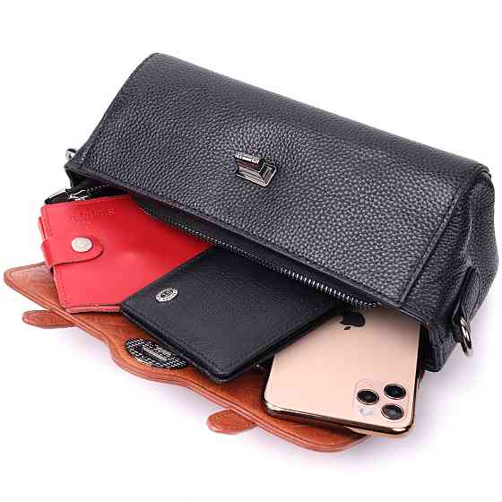 Женская сумка в винтажном стиле из натуральной кожи Vintage 22349 Черная Киев