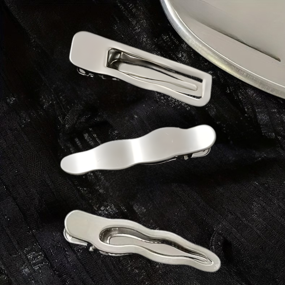 Заколки для волос 3 шт для девушек, серебристые набор заколок для создания причесок женская бижутерия,металлические Каменец-Подольский - изображение 1