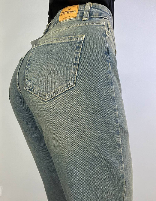 Джинси жіночі Zeo Basic 4679 кльош від коліна висока посадка стрейчеві вінтажні блакитні, блакитний, 36, 36, 78 см, 106 см Київ - фото 18