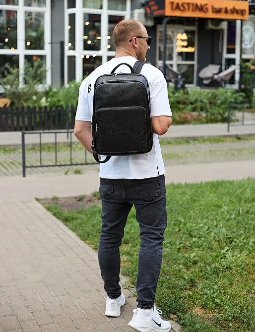 Міський чоловічий шкіряний рюкзак, практичний рюкзак-портфель для хлопця, чоловіки Tiding Київ - фото 7