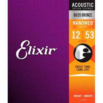 Струны для гитары Elixir 11052 Nanoweb 80/20 Bronze Acoustic Light (12-53) (236030) Винница