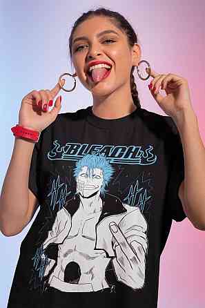 Футболка для хлопчика з аніме принтом Бліч оверсайз (зріст від 165 до 180) Чорний AnimeJ0434m Дніпро