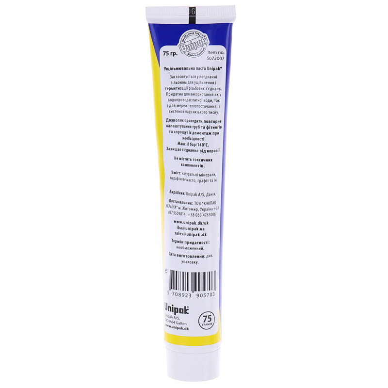 Паста для уплотнения резьбовых соединений Unipak 75г. (в тюбике) (UP0578) Киев - изображение 2