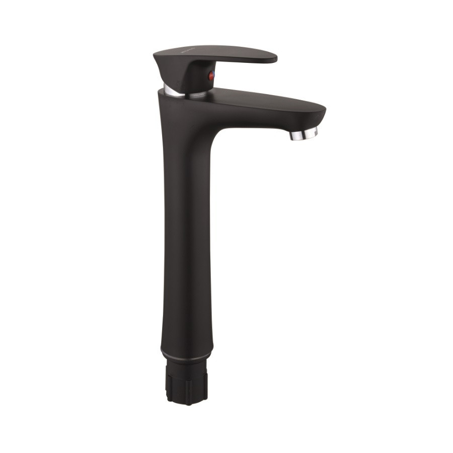 Смеситель для умывальника высокий/под чашу Plamix Cezar-001 HIGH SET Matte black черный термопластик (со шлангами) (PM0664) Черновцы - изображение 1