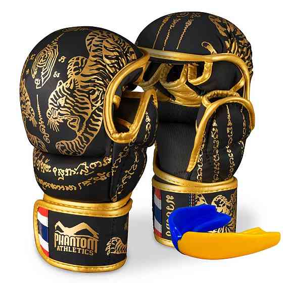 Рукавиці для ММА Phantom Muay Thai Black Gold L/XL (капа у подарунок) Кам'янське
