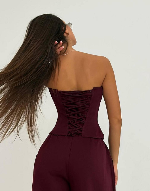 Жіночий стильний трендовий костюм-трійка петля Бордо, 46/48 Одеса - фото 8