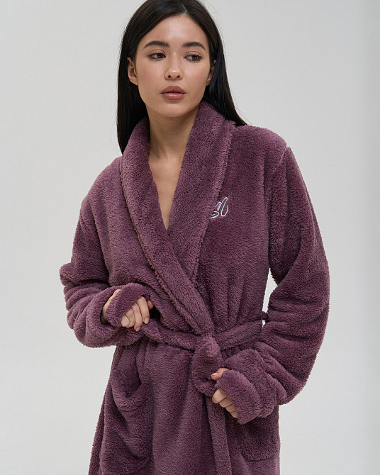 Теплий однотонний жіночий халат Nicoletta Queen — Велюрсофт 94118 S Київ - фото 5