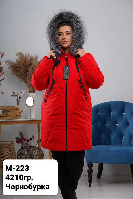 Жіноча довга зимова куртка з натуральним хутром великих розмірів.  56-66р Київ - фото 2