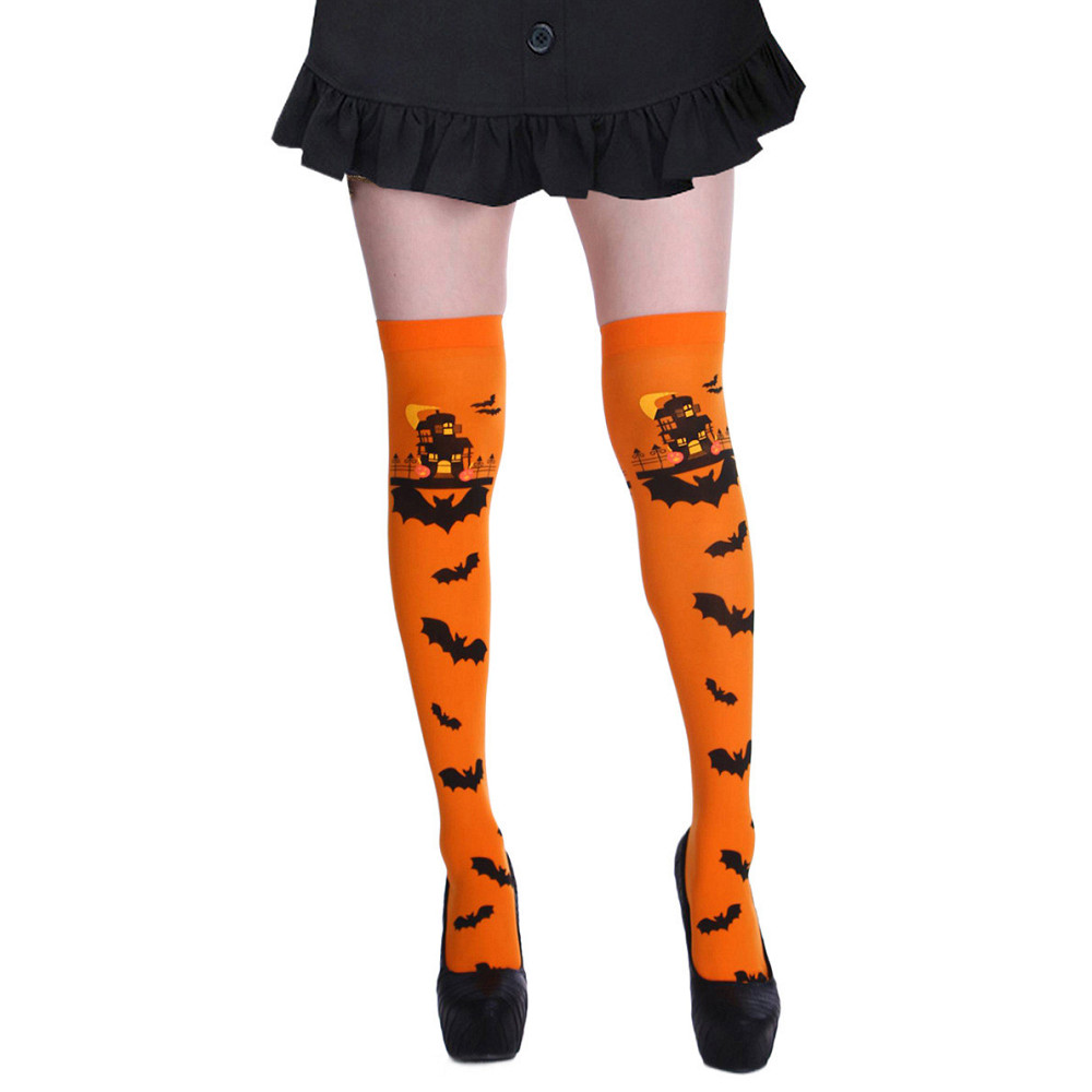 Панчохи для Хелловін Кажани one size помаранчево-чорний Київ - фото 1