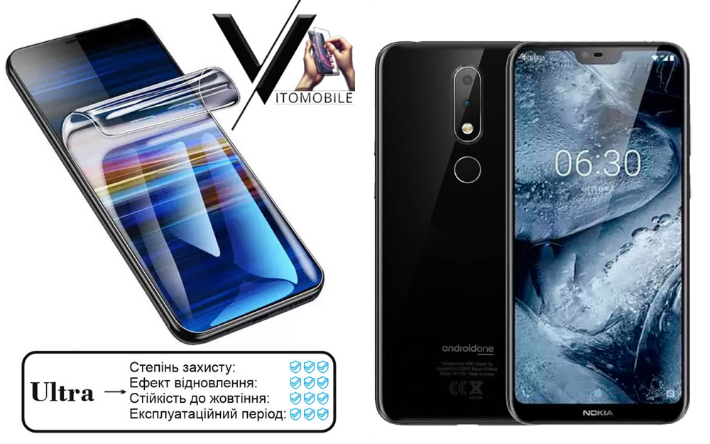 Поліуретанова плівка Ultra для Nokia 6.1, Nokia 6.1 Plus – мінімальна товщина, максимальний захист! Київ - фото 1