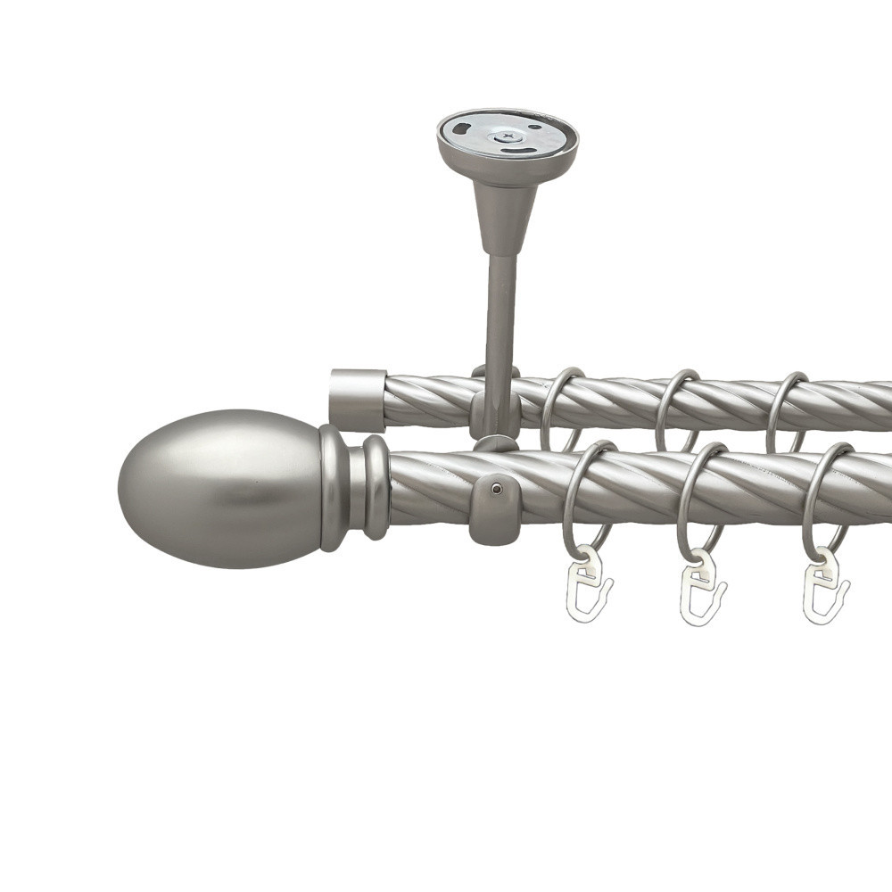 Карниз Orvit Белуно металевий дворядний відкритий до стелі скручена труба кільце металеве Сатин 25\19 мм 300 см (00-00024193) Львів - фото 1