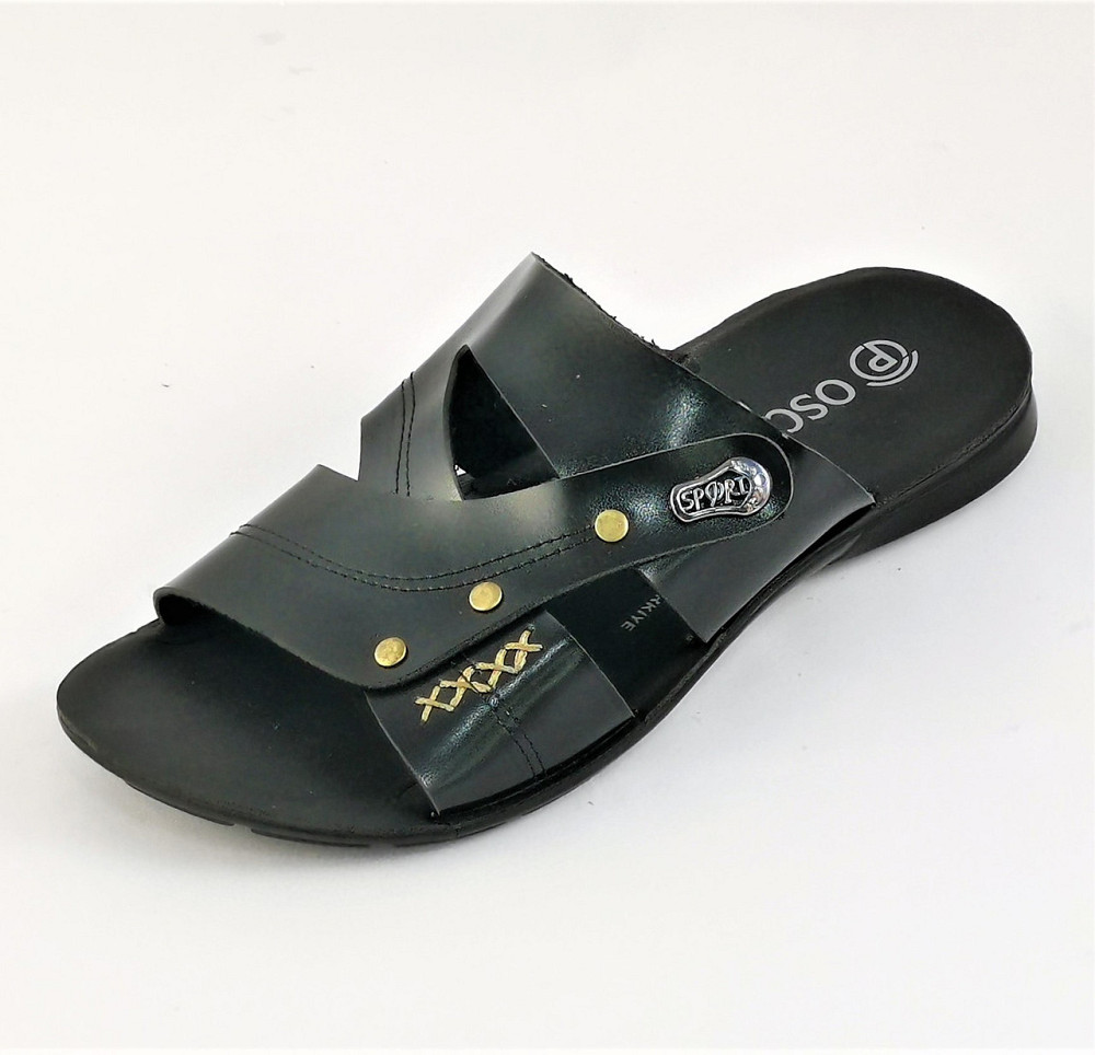 Мужские Шлёпанцы Тапочки Сланцы Чёрные Кожаные (размеры: 41,42,43,44,45) Днепр - изображение 5