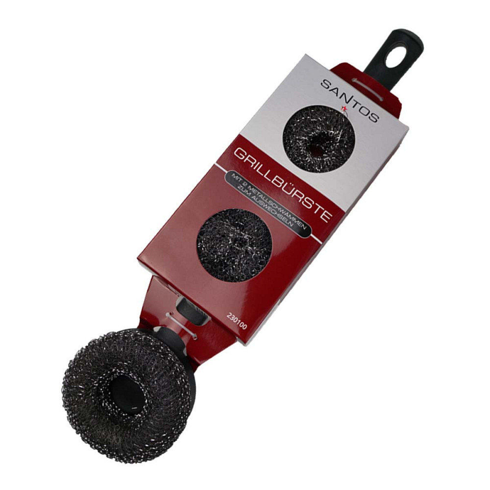 Кругла щітка з металевою губкою для гриля SANTOS, 2 змінні головки в комплекті 230100 Код: 011601 Ровно - изображение 3