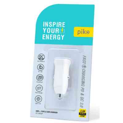 Зарядное устройство Piko CC-302QP 2USB A+C/20W (1283126509896) Винница