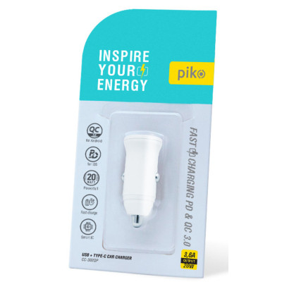 Зарядний пристрій Piko CC-302QP 2USB A+C/20W (1283126509896) Вінниця - фото 2