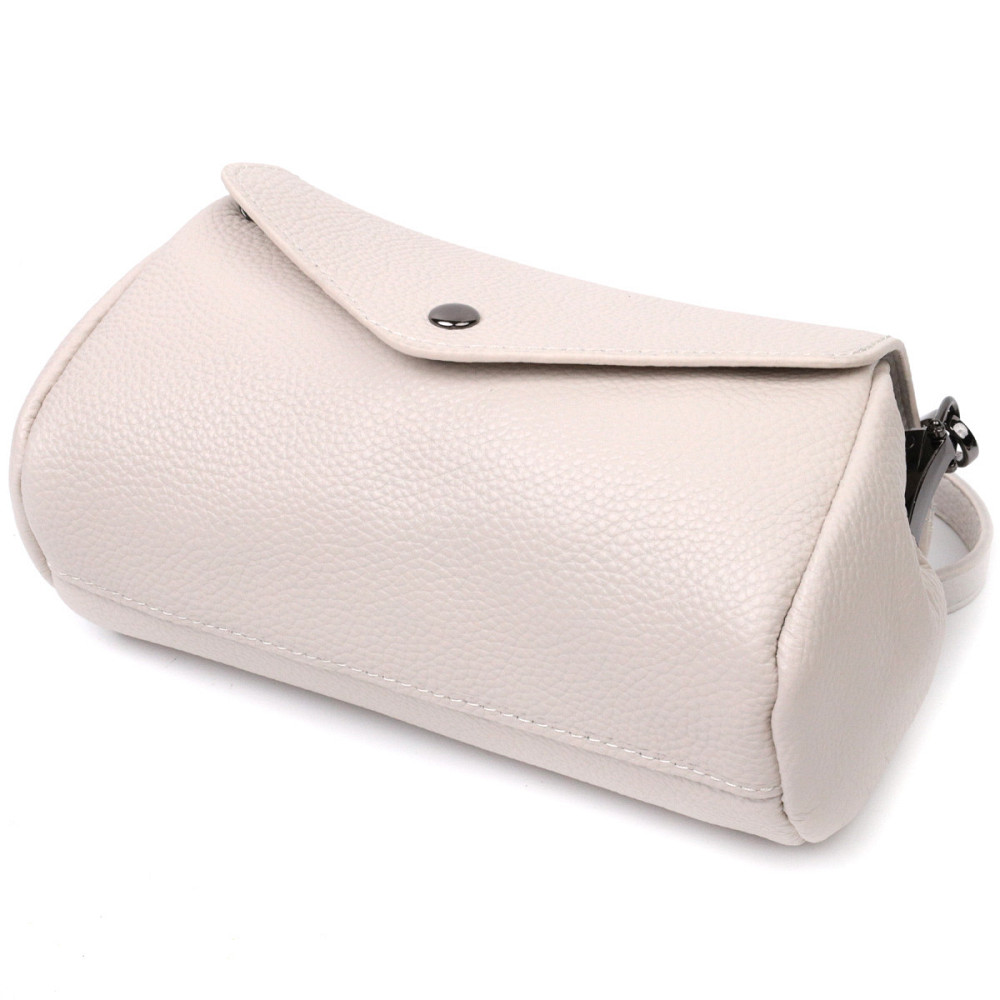 Шкіряна сумка з трикутним клапаном Vintage 22255 Біла Київ - фото 3