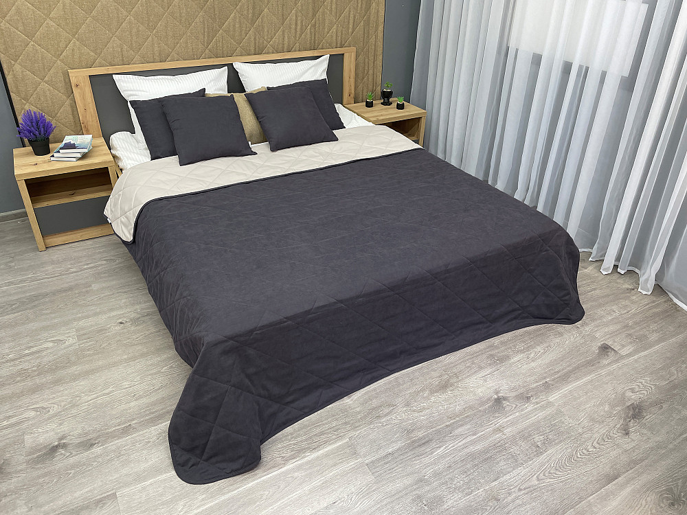 Покрывало стеганое Decorator Sparta Diamond ромб 240х260 см графитовый (85-062) Киев - изображение 8