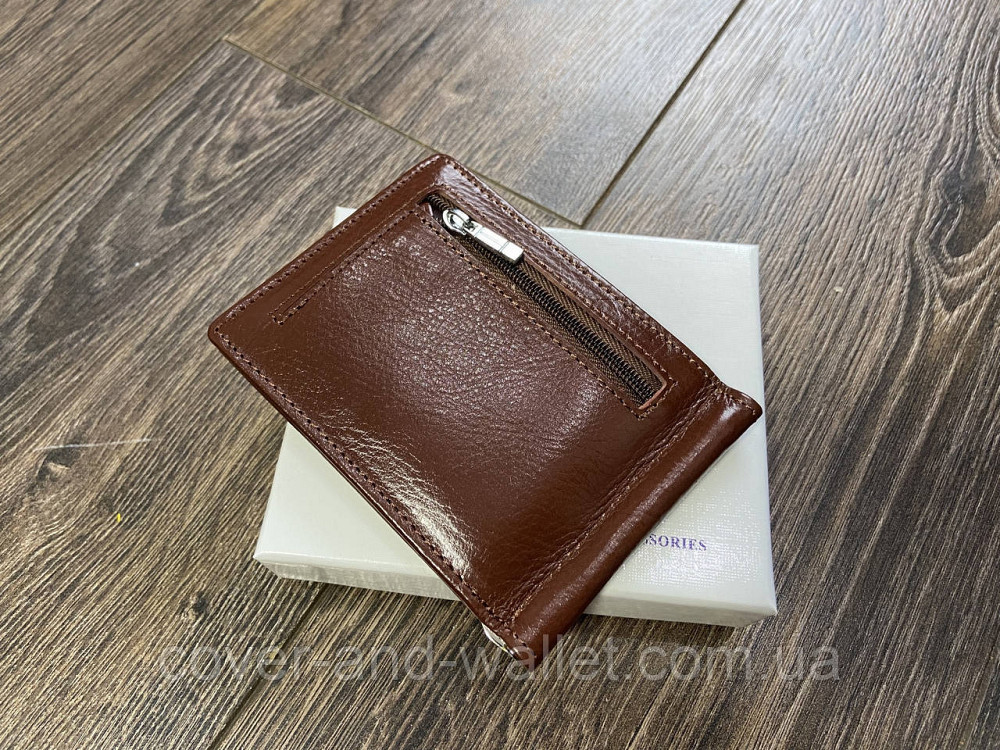 Коричневый кожаный зажим для купюр с блоком для карт ST B470 coffee Киев - изображение 4