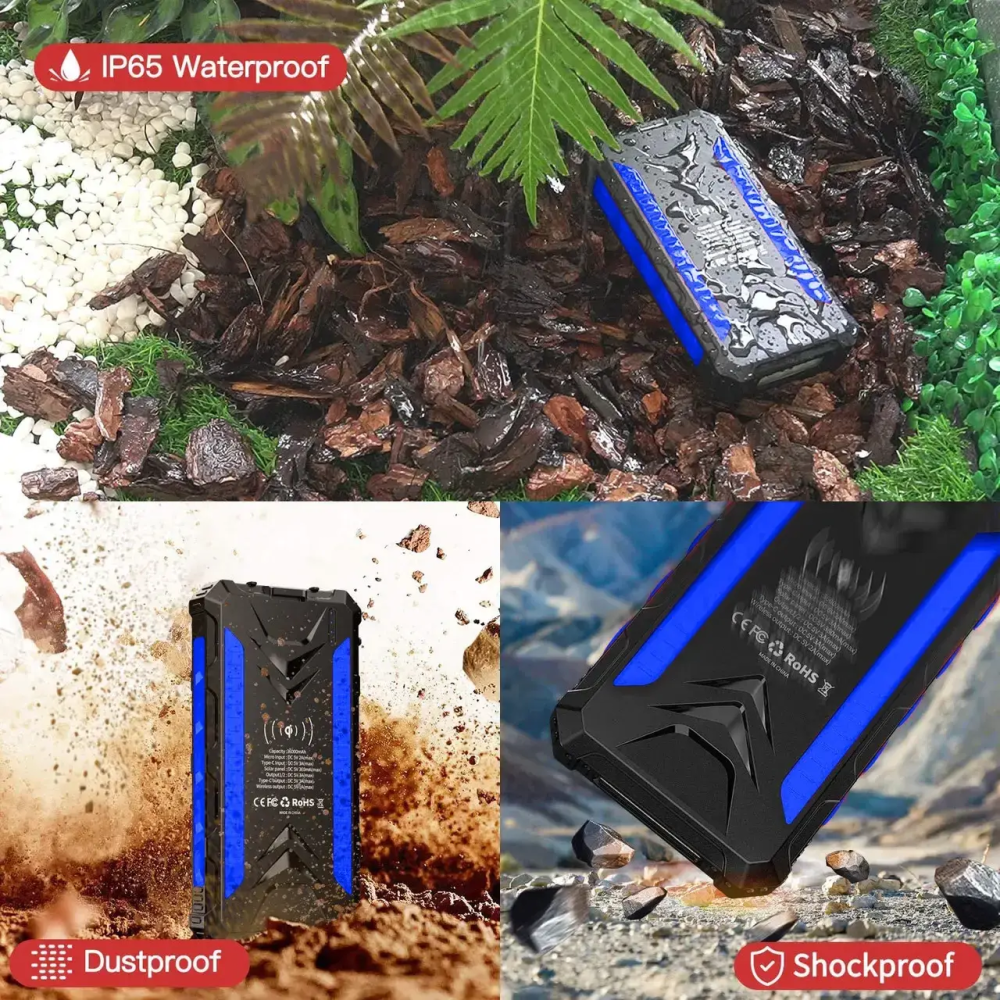 Зарядное устройство на солнечных батареях IBattery S26W 20000mah с фонариком и беспроводной зарядкой Винница - изображение 8