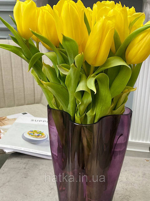 Ваза скляна 12,5*12,5*23 см "Бадді-М" бузкове товсте скло Київ - фото 4