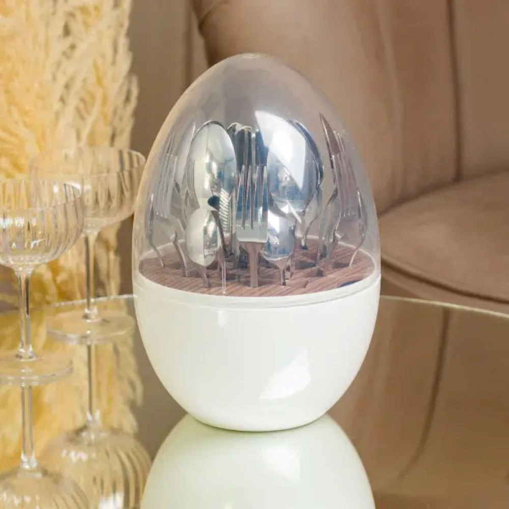 Столовые приборы на 6 персон с подставкой Яйцо Белый Киев - изображение 1