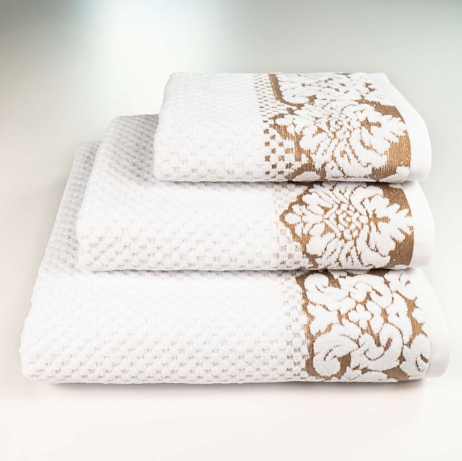 Комплект махрових рушників 3шт 40x70см, 50x90см, 70x140см Damask Преміум якості Жакардове з велюром  Суми - фото 1