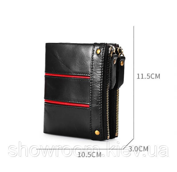 Чоловіче шкіряне портмоне на кнопці Leather Collection (2766) Київ - фото 2