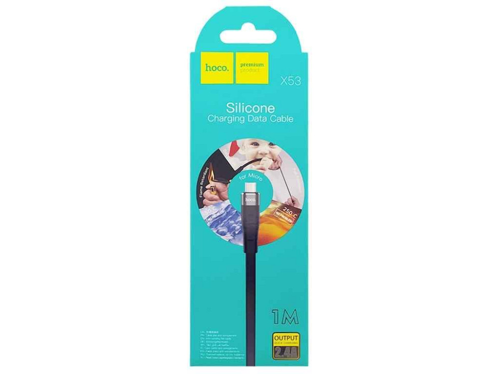 Кабель microUSB X53 силіконовий плоский 1м ТМ Hoco Київ - фото 1