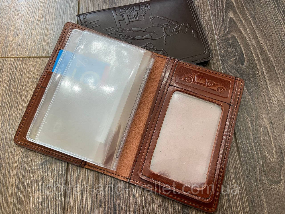 Жіноча шкіряна обкладинка для водійських документів Бордовий Київ - фото 4