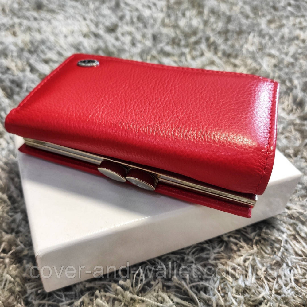 Маленький шкіряний жіночий гаманець червоного кольору з монетницею ST Leather Київ - фото 10