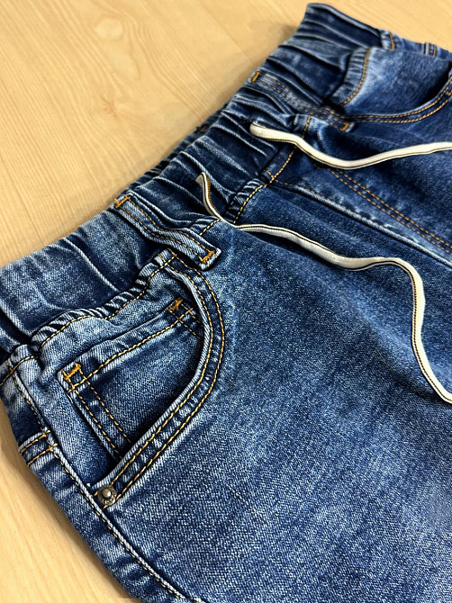 Спідниця жіноча джинсова ZJY 8039 талія на резинці з боковими розрізами синя, синій, З2, 32, 87 см,  Одеса - фото 2